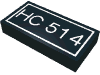 Набор LEGO Tile 1 x 2 with White 'HC 514' Text Print, Черный