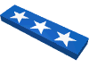 Набор LEGO Tile 1 x 4 with 3 White Stars Print, Голубой