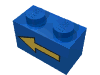 Набор LEGO Brick 1 x 2 with Yellow Left Arrow with Black Border Print, Голубой