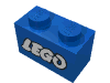 Набор LEGO Brick 1 x 2 with White Old Style LEGO Logo with Black Outline Print, Голубой