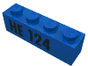 Набор LEGO Brick 1 x 4 with HE 124 Print text,Black, he124, embossed, Голубой