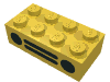 Набор LEGO Brick 2 x 4 with Car Grille (2 Circles, 2 Lines) Black Print, Желтый
