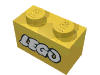 Набор LEGO Brick 1 x 2 with White Old Style LEGO Logo with Black Outline Print, Желтый