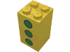 Набор LEGO Brick 2 x 2 x 3 with 3 Green Dots Print, Желтый