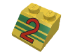Набор LEGO Slope 45В° 2 x 2 with Red "2" and Green Stripes Print, Желтый
