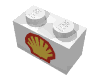 Набор LEGO Brick 1 x 2 with Shell Logo Type I Print, Белый
