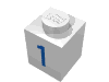 Набор LEGO Brick 1 x 1 with Blue '1' Print, Белый