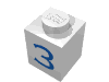 Набор LEGO Brick 1 x 1 with Blue '3' Print, Белый