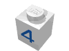 Набор LEGO Brick 1 x 1 with Blue '4' Print, Белый