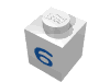 Набор LEGO Brick 1 x 1 with Blue '6' Print, Белый
