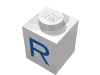 Набор LEGO Brick 1 x 1 with Blue R Print, Белый