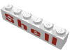 Набор LEGO Brick 1 x 6 with Red Rounded 'Shell' Print, Белый