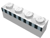 Набор LEGO Brick 1 x 4 with Black Stripe and 8 Blue Squares Print, Белый