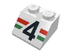 Набор LEGO Slope 45В° 2 x  2 with Black '4' over Red and Green Stripes Print, Белый