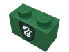 Набор LEGO Brick 1 x 2 with Silver Snake on Green Shield Print, Зеленый