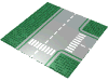 Набор LEGO Baseplate Road 32 x 32 8-Stud T Intersection with Road Print, Зеленый