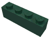 Набор LEGO Brick 1 x 4 without Bottom Tubes, Темно-зеленый