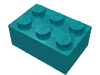 Набор LEGO Brick 2 x 3, Темно-бирюзовый