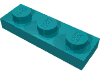 Набор LEGO Plate 1 x 3, Темно-бирюзовый