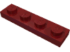 Набор LEGO Plate 1 x 4, Темно-красный