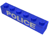 Набор LEGO Brick 1 x 6 without Centre Studs with POLICE Print white, Trans-Dark Blue