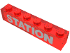 Набор LEGO Brick 1 x 6 without Centre Studs with White STATION Print, Прозрачный красный