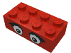 Набор LEGO Brick 2 x 4 with Eyes and Bushy Eyebrows Print, Красный