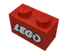 Набор LEGO Brick 1 x 2 with White Old Style LEGO Logo with Black Outline Print, Красный