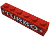 Набор LEGO Brick 1 x 6 with TURBO and Stars Print black stripes, Красный