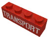 Набор LEGO Brick 1 x 4 with White TRANSPORT Stencil Print, Красный