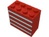 Набор LEGO Brick 2 x 4 x 3 with Black Outlined White Stripes Print, Красный