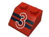 Набор LEGO Slope 45В° 2 x 2 with "3" over Black Stripes Print, Красный