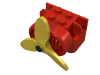 Набор LEGO Fabuland Airplane Motor / Engine Block, Small Pin Hole (Complete Assembly with Pin and Yellow Propeller), Красный