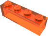 Набор LEGO Brick 1 x 4 without Bottom Tubes, Trans-Neon Orange