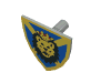 Набор LEGO Minifig Accessory Shield - Triangular with Lion Head, Blue and Yellow Print, Светло-серый