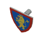 Набор LEGO Minifig Shield - Triangular with Lion Standing Yellow, and Blue Background Print, Светло-серый