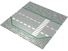 Набор LEGO Baseplate Road 32 x 32 3 Lane with Green Lines, White Dashed Lines, and Crosswalk Print [6371], Светло-серый