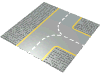 Набор LEGO Baseplate, Road 32 x 32 9-Stud T Intersection with Yellow Lines Print, Светло-серый