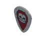 Minifig Shield - Ovoid with Silver Skull on Dark Red Print