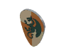 Minifig Shield - Ovoid with Dark Green Dragon on Light Yellow and Ochre Quarters Background Print
