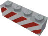 Brick 1 x 4 with Red Danger Stripes on White Background Print