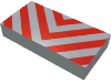 Tile 1 x 2 with Danger Chevrons Red Print