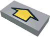 Tile 1 x 2 with Arrow Short Yellow with Black Border Print