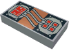 Tile 1 x 2 with Copper and White Circuitry, Red Rectangle and 4 Squares Print