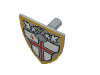 Minifig Shield Triangular with Red Cross and Helmet Print