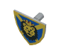 Minifig Accessory Shield - Triangular with Lion Head, Blue and Yellow Print