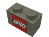 Набор LEGO Brick 1 x 2 with LEGO Logo with Closed O Square Print, Темно-серый