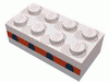 Набор LEGO Brick 2 x 4 with 4 Plane Windows  in Thin Red Stripe Print, Белый