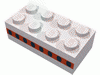 Набор LEGO Brick 2 x 4 with Plane Windows 8 in Thin Red Stripe Print, Белый