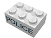 Набор LEGO Brick 2 x 3 with Black 'POLICE' Sans-Serif Print, Белый